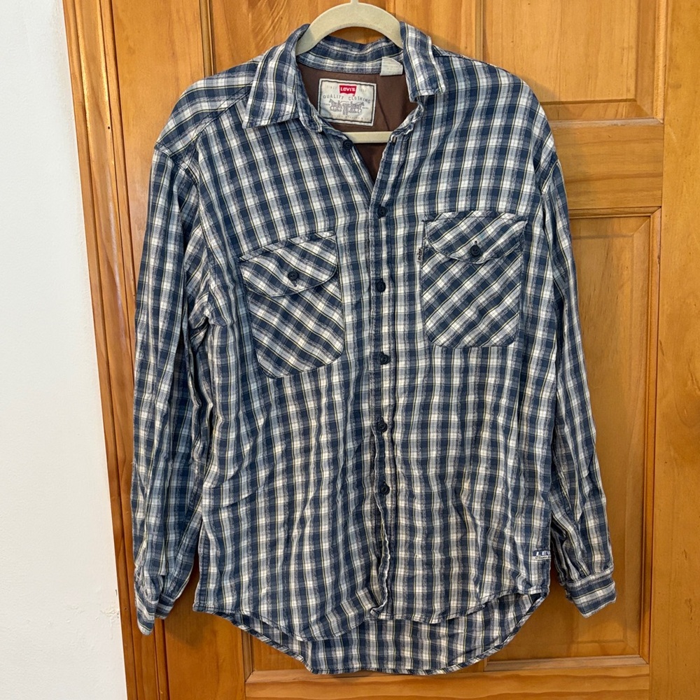Levi's Navy and White Button Up Shirt